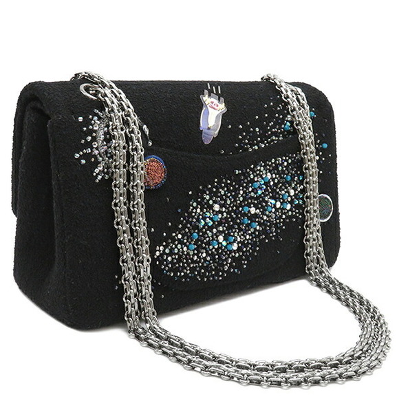 Chanel Shoulder Black Tweed Chain Bag - Picture 1 of 15